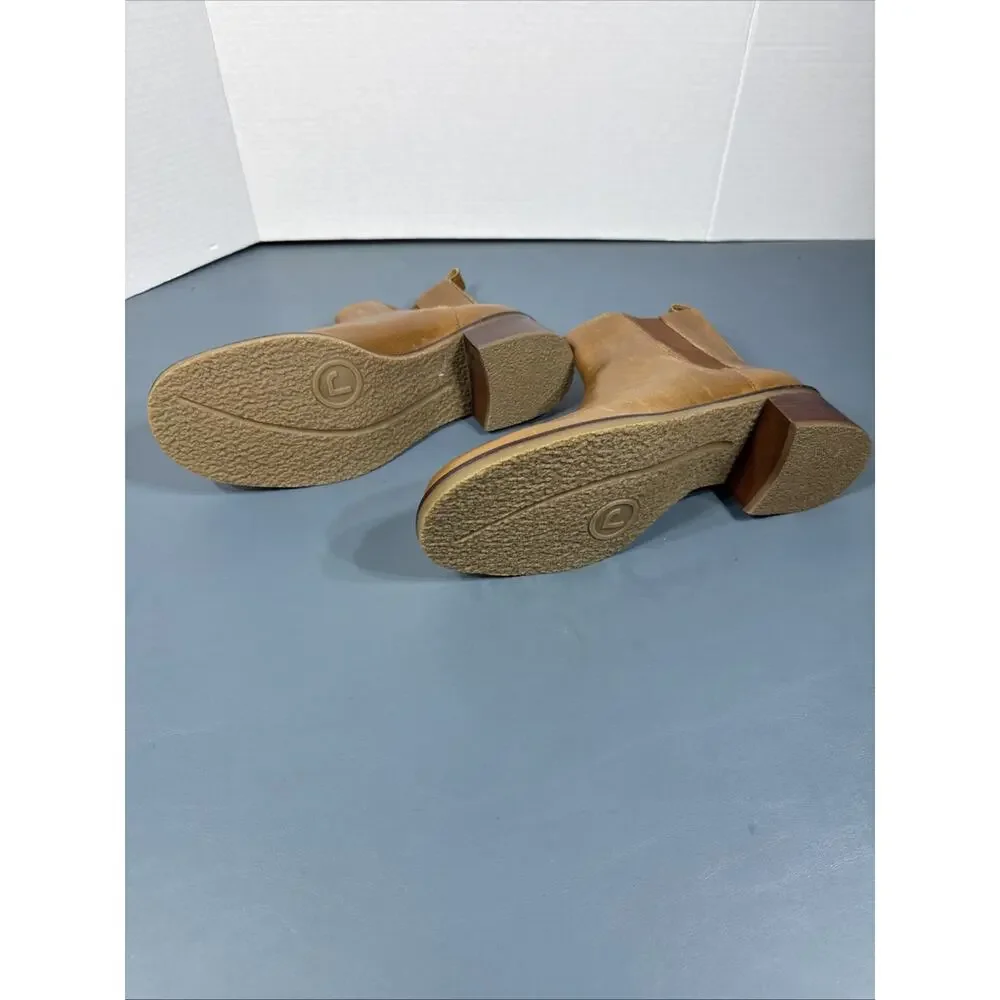 Frankie4 Liberty Ankle Boots Women's Round Toe Tan Size US9.5 Made in Brazil